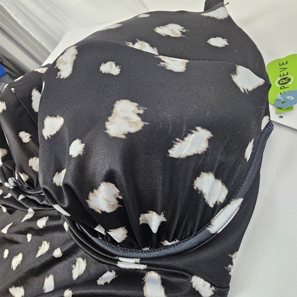 Swim by Cacique 42F Balconette Tankini Top Black White Dot Lane Bryant NWT - Picture 8 of 16